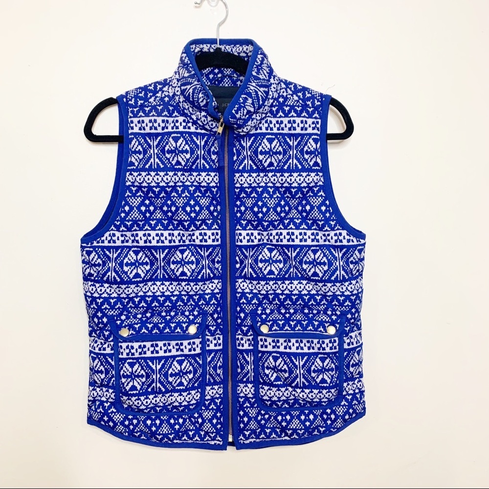 J.Crew Blue and White Fair Isle Vest Size Small